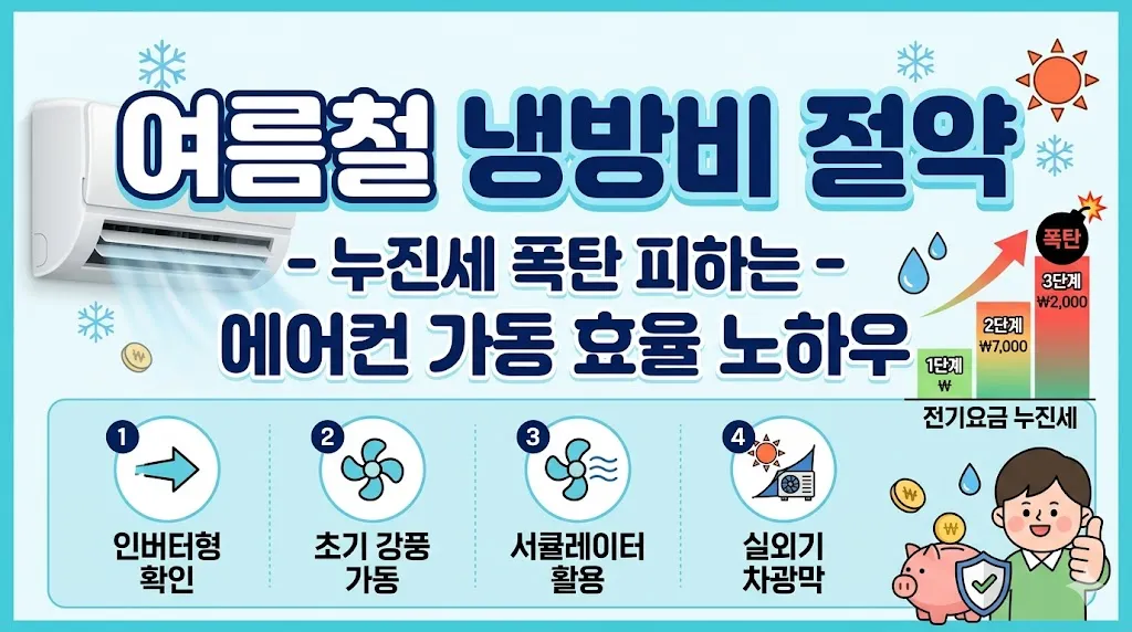 여름철 냉방비 절약 - 누진세 폭탄 피하는 에어컨 가동 효율 노하우 1 여름철 냉방비 절약