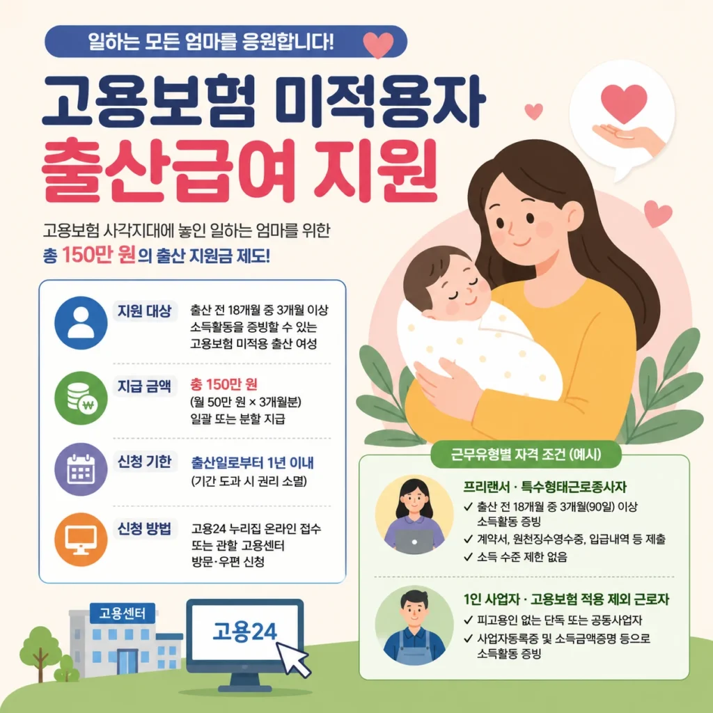 고용보험 미적용자 출산급여 지원