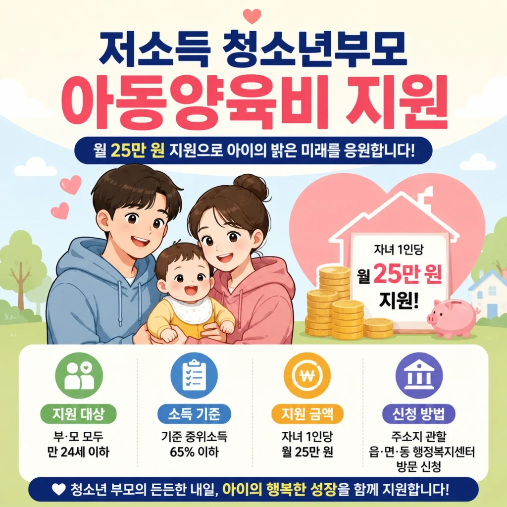 저소득 청소년부모 아동양육비 지원 자격 및 대상 금액 안내 1 저소득 청소년부모 아동양육비 지원