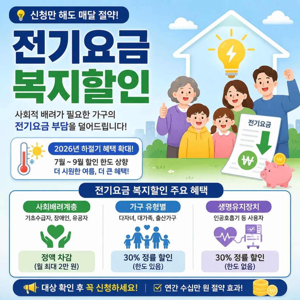 전기요금 복지할인 대상 및 신청 방법 2026 정리 1 전기요금 복지할인