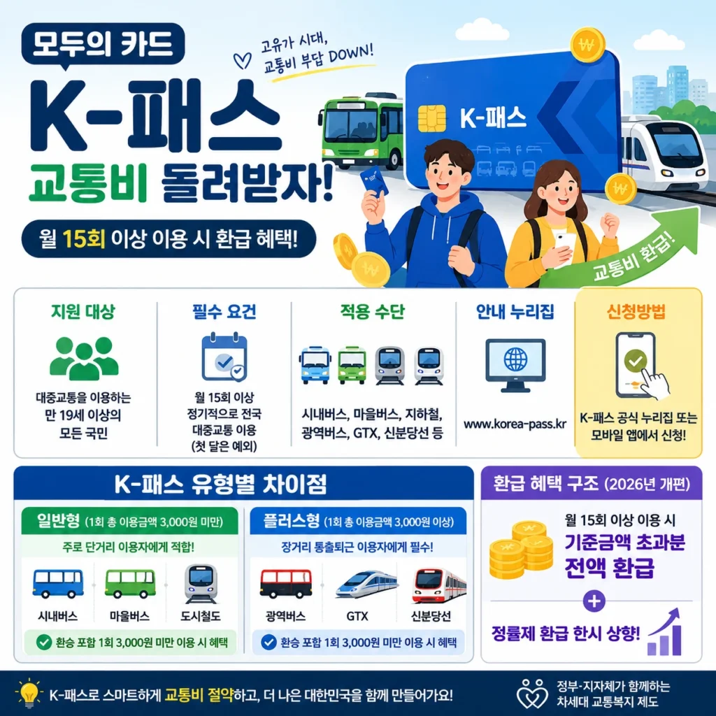 모두의 카드 K-패스 대중교통비 환급 신청방법 및 2026년 기준 금액 총정리 1 모두의 카드